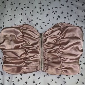 champagne ruffled tube top